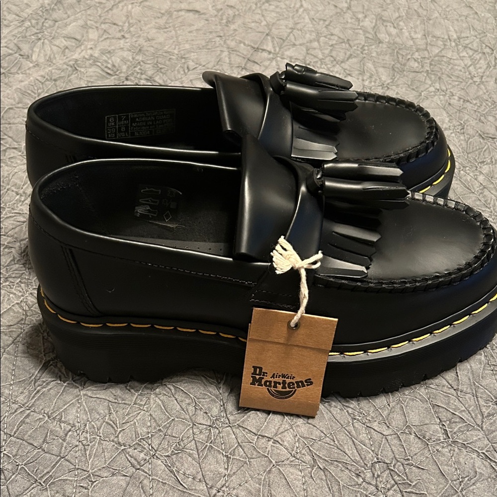 Dr. Martens Black Loafers with Bow Detail
